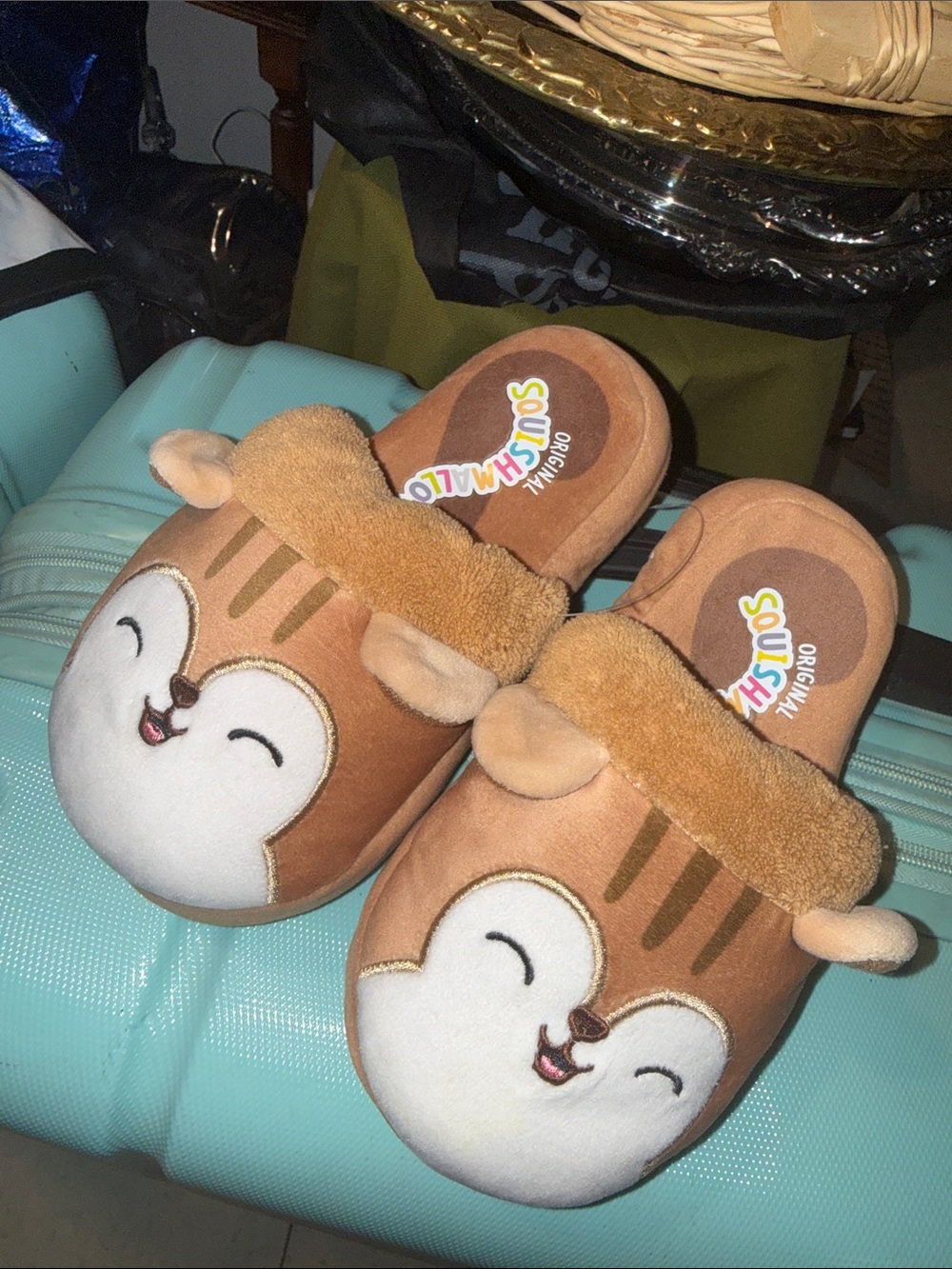 Kids squishmallows Plush Brown Animal Slip-On Slippers